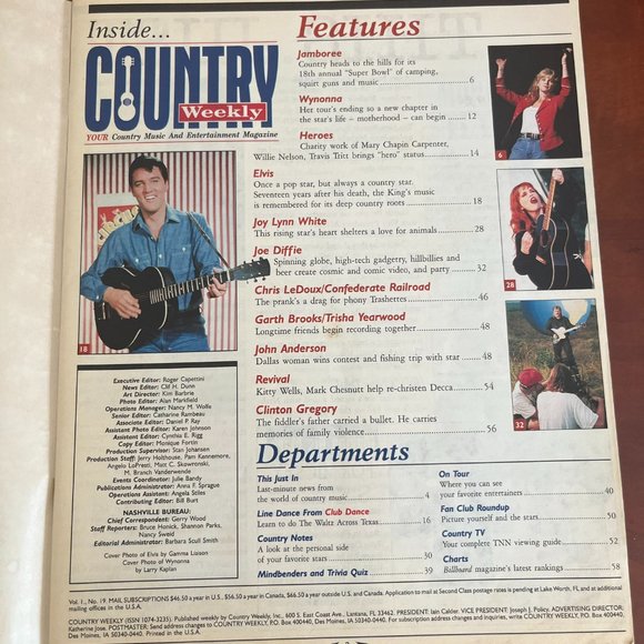 2/$15💙 1994 Country Weekly Magazine, August, EUC! - Picture 3 of 4